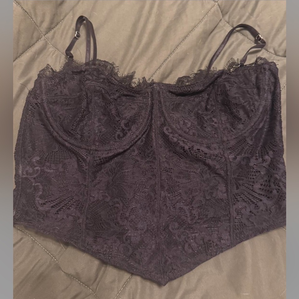 Free People Black Lace corset